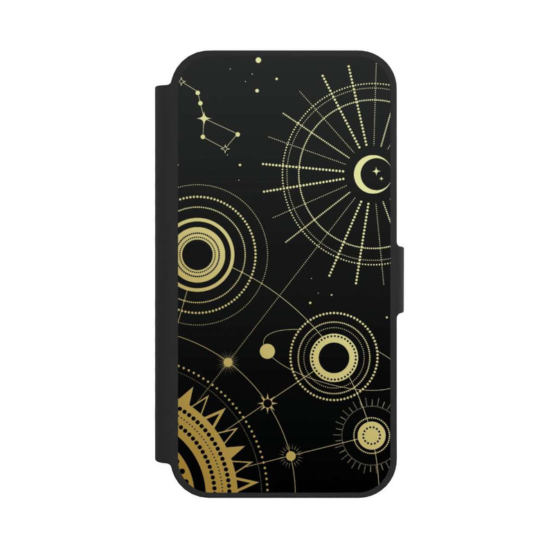 iPhone 16e NIVOflip Schwarzer und goldener Look Abstrakt