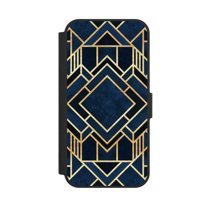 iPhone 16e NIVOflip Kunst Deko Blau Golddruck