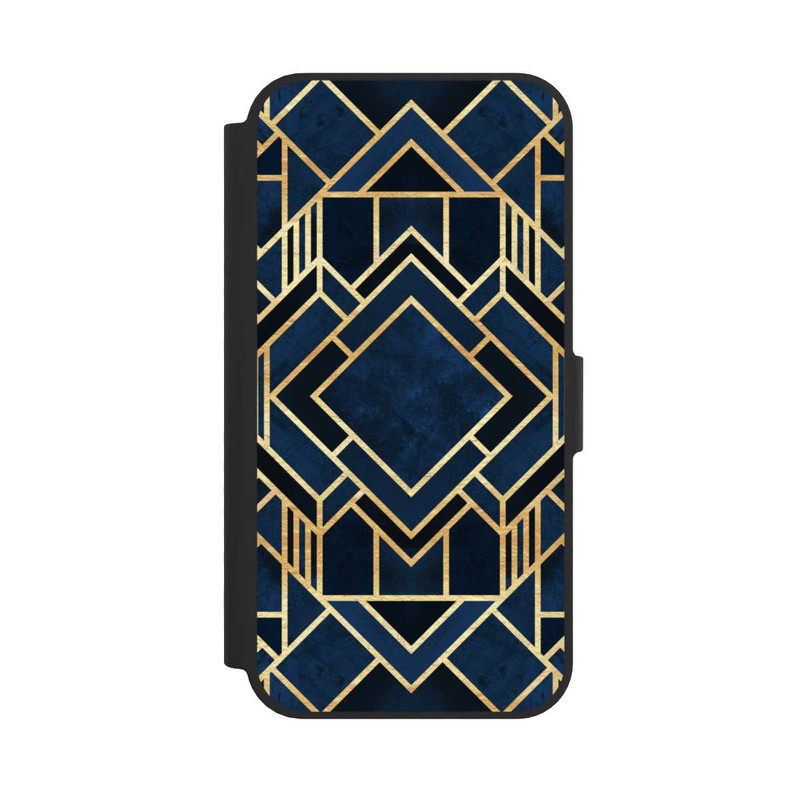 iPhone 16e NIVOflip Kunst Deko Blau Golddruck