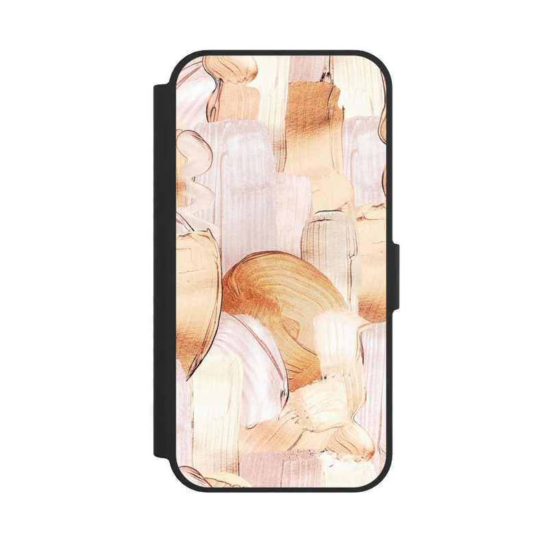 iPhone 16e NIVOflip Weiß/Gold Pinsel Muster