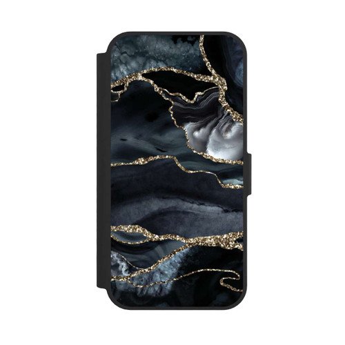 Apple iPhone 16e NIVOflip Dark marble gold Glitter look