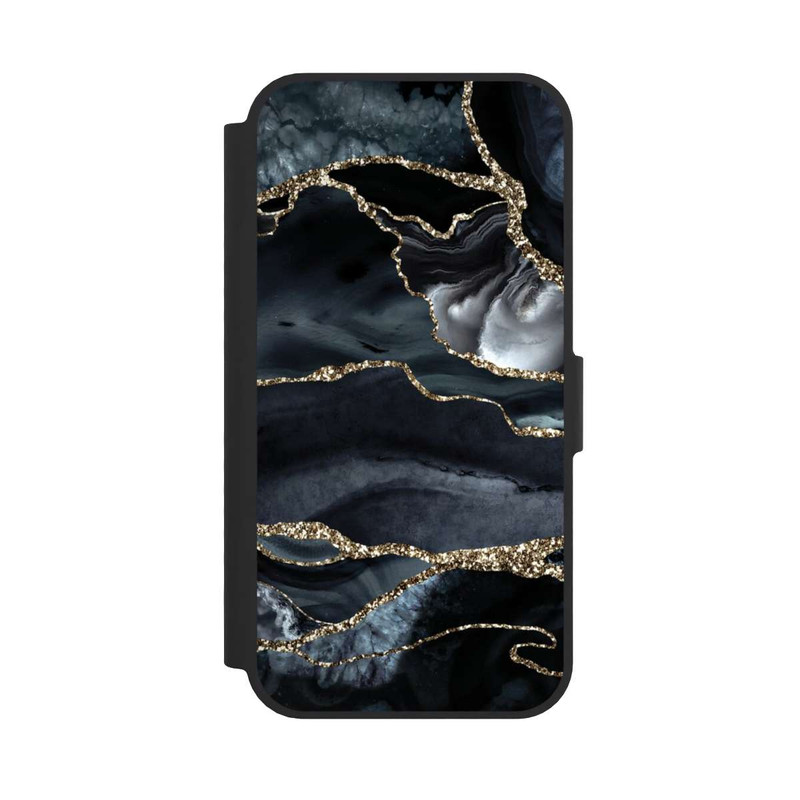 iPhone 16e NIVOflip Dunkler Marmor Gold Glitzerlook