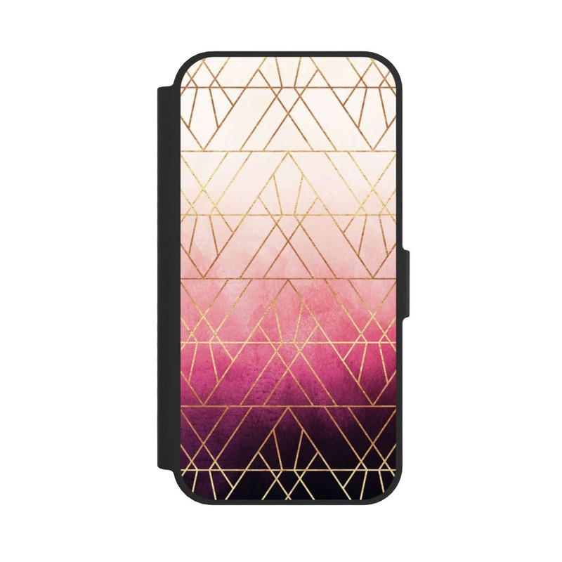 iPhone 16e NIVOflip Pink Ombre Dreiecke Golddruck