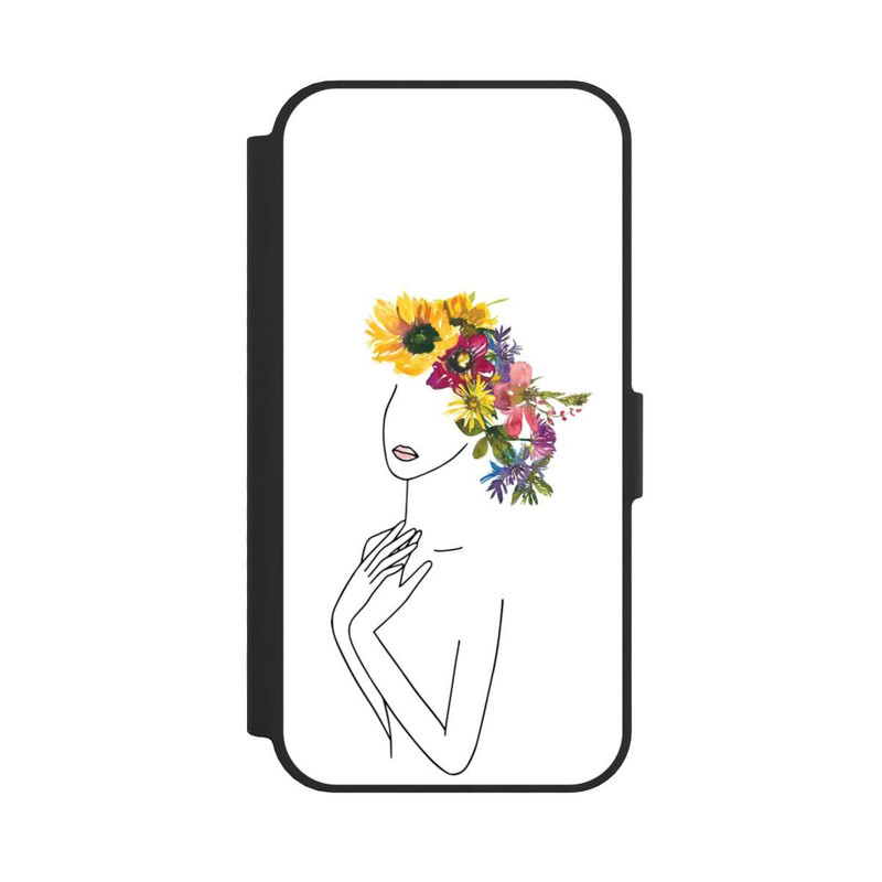 iPhone 16e NIVOflip Line Art Frau mit Blumenkrone