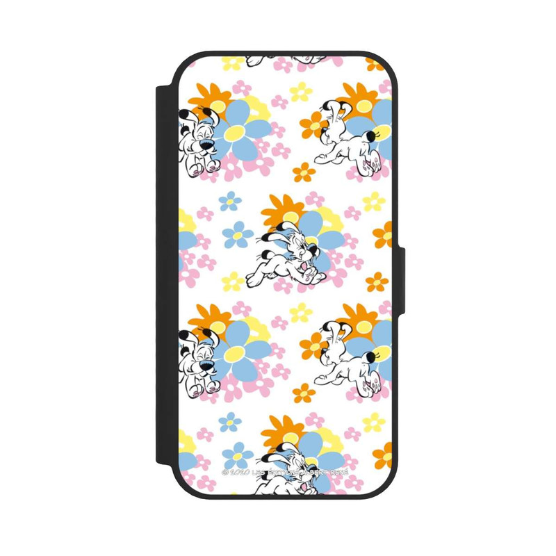 iPhone 16e NIVOflip Idéfix sur fleurs colorées