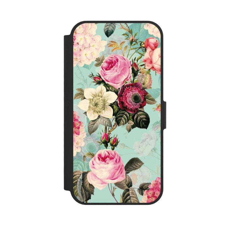 iPhone 16e NIVOflip Türkisfarbene Rosentapete