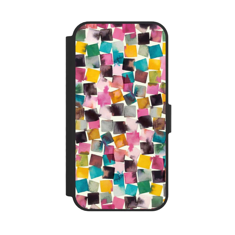 iPhone 16e NIVOflip Aquarell geometrische Plaids rosa