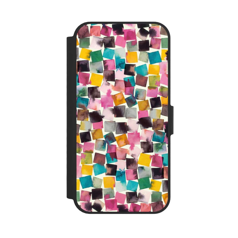 iPhone 16e NIVOflip Aquarell geometrische Plaids rosa