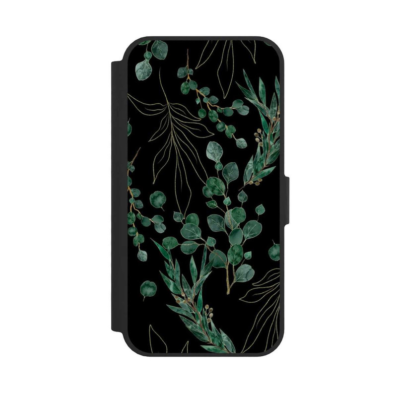 iPhone 16e NIVOflip Eukalyptusblätter schwarz