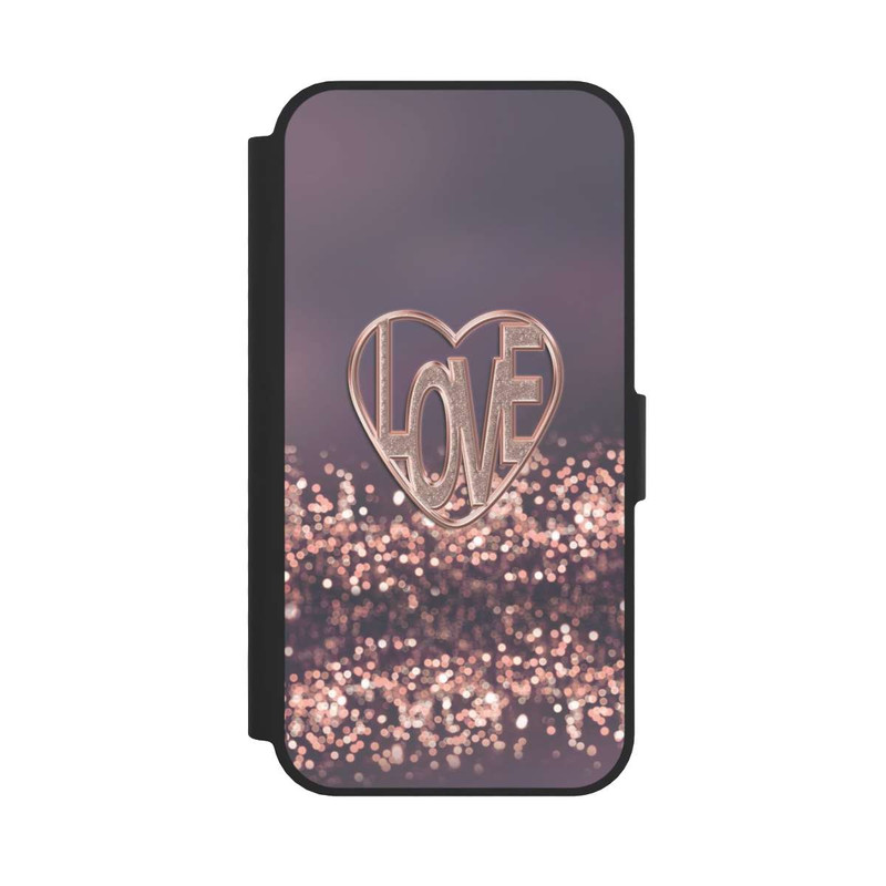 iPhone 16e NIVOflip LOVE Rose Pailleté