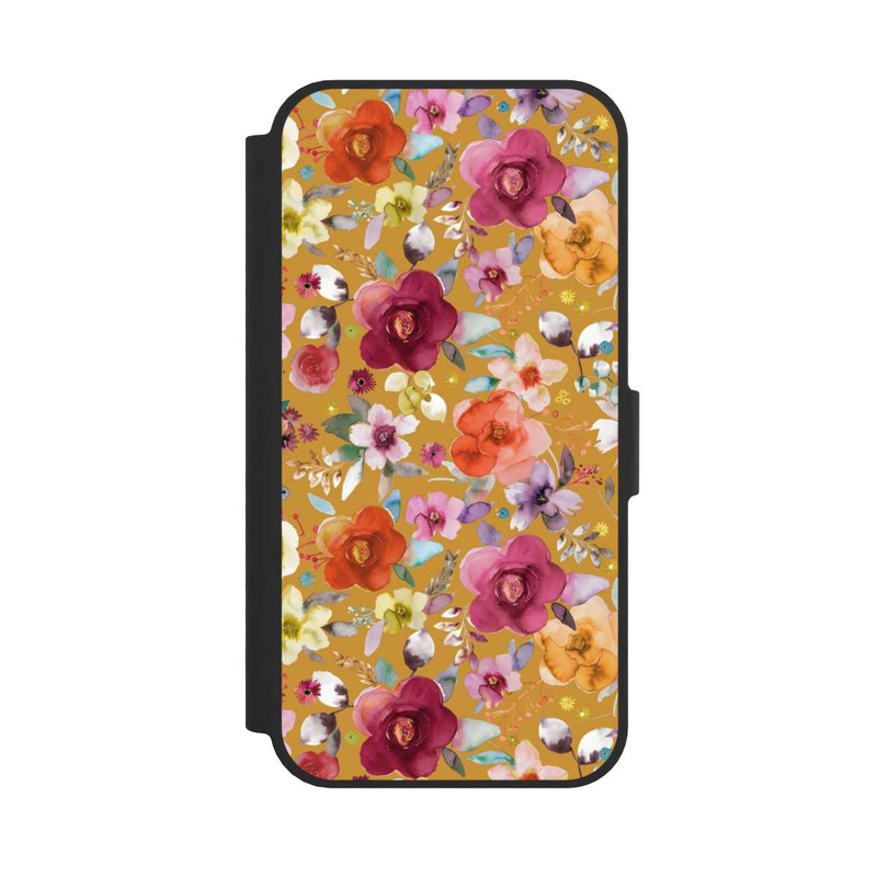 iPhone 16e NIVOflip Bouquets de fleurs printanières moutarde