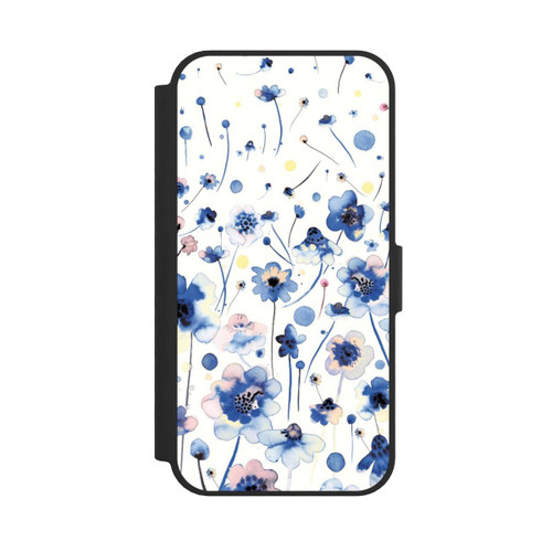 Apple iPhone 16e NIVOflip Watercolor Ink Blue Flowers