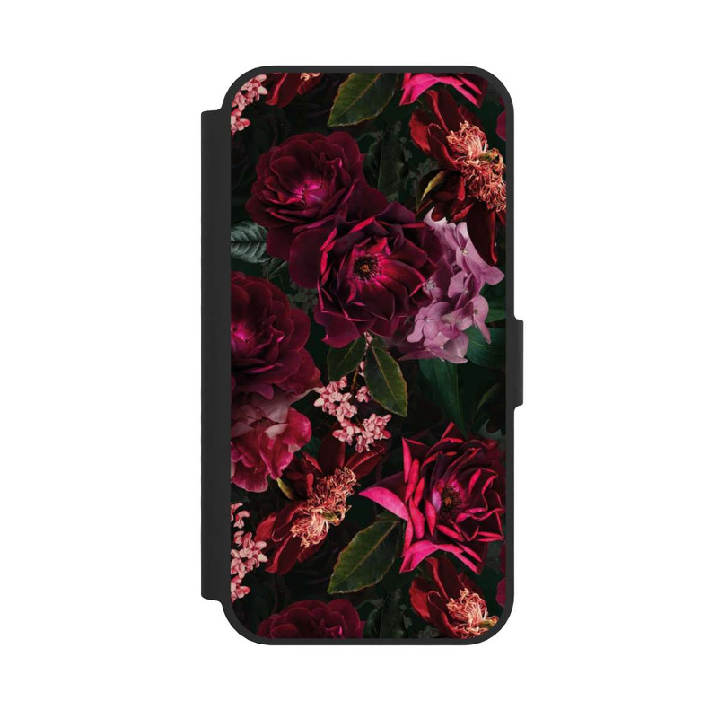 iPhone 16e NIVOflip Dunkelrote und rosa Blüten