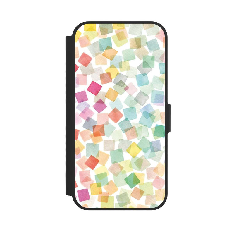 iPhone 16e NIVOflip Confettis Plaids Géométriques Arc-en-ciel