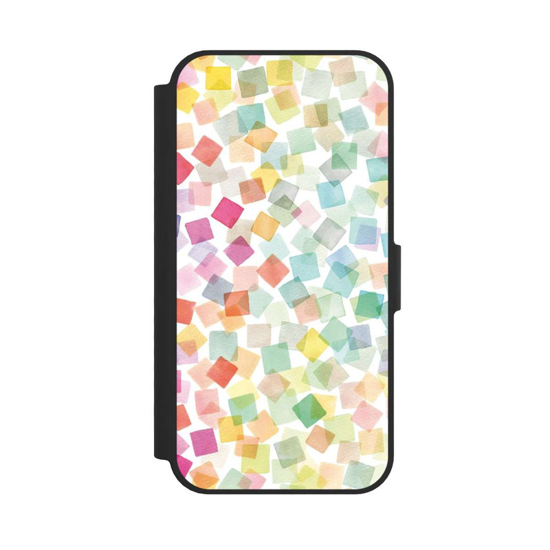 iPhone 16e NIVOflip Konfetti geometrische Plaids Regenbogen
