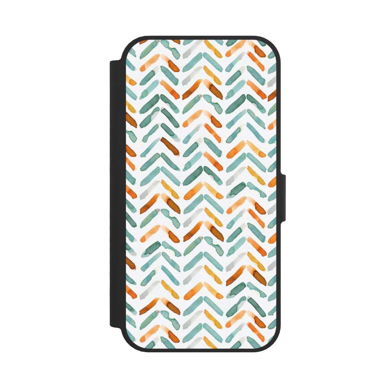iPhone 16e NIVOflip Élégant Automne Chevron Bleu Orange