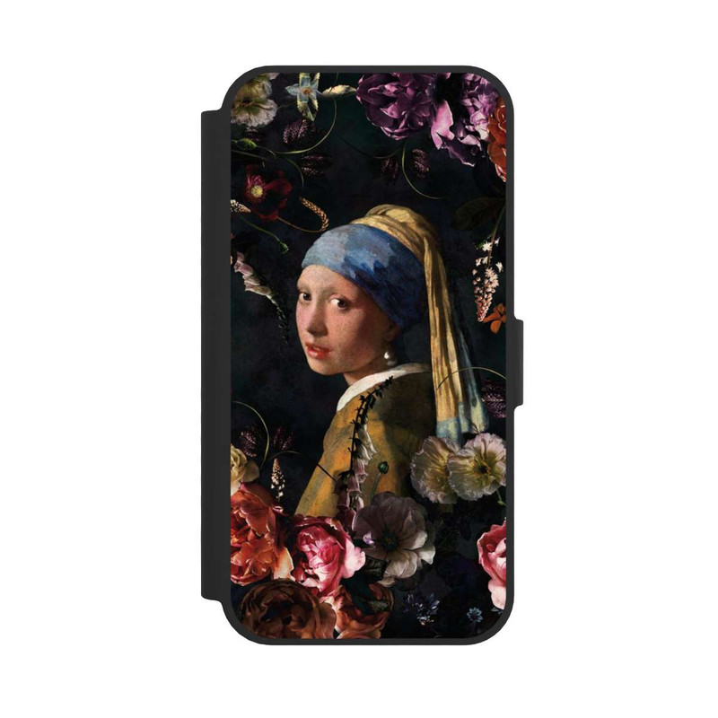 iPhone 16e NIVOflip Fille avec une boucle d'oreille en perles Roses