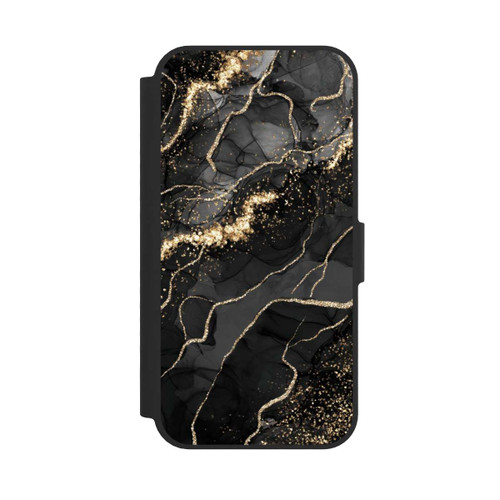 Apple iPhone 16e NIVOflip Look Spirales de Marbre Sombre &amp; Or