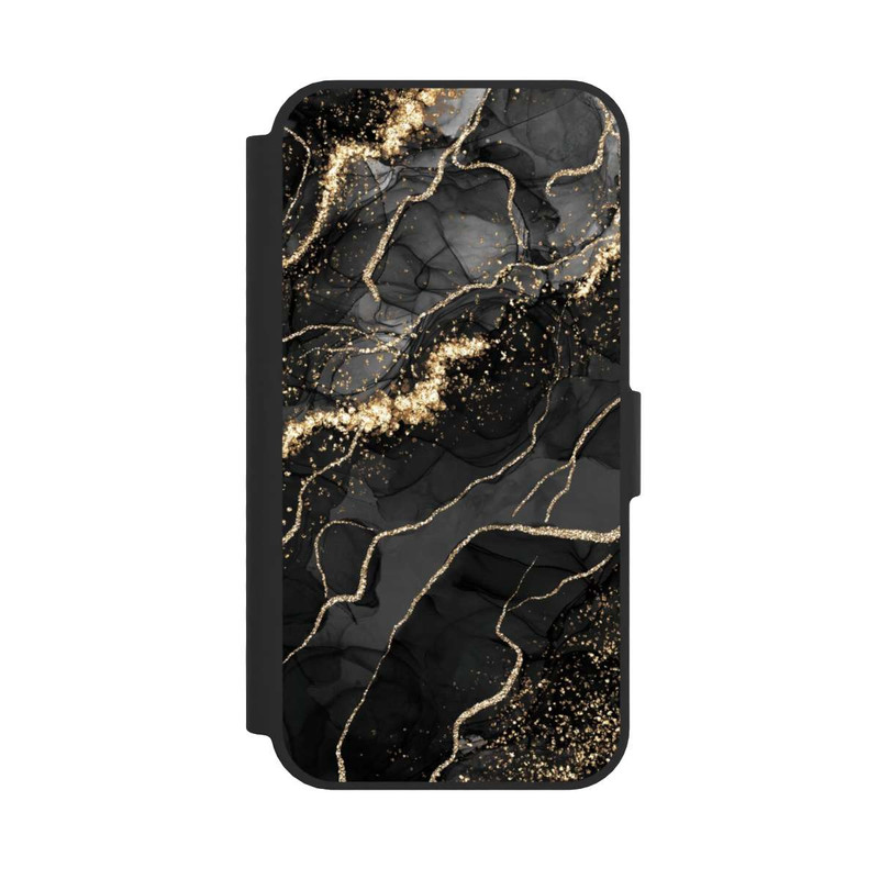 iPhone 16e NIVOflip Look Spirales de Marbre Sombre & Or