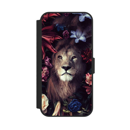 Apple iPhone 16e NIVOflip Löwe Blumenrahmen