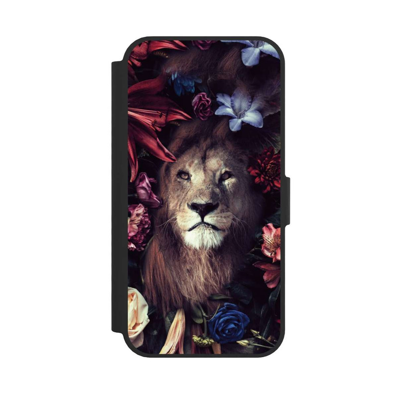 iPhone 16e NIVOflip Löwe Blumenrahmen