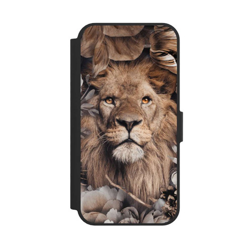 Apple iPhone 16e NIVOflip Löwe Blumenrahmen Beige