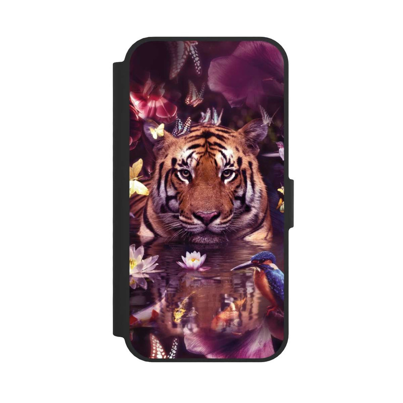 iPhone 16e NIVOflip Tiger Blumenrahmen