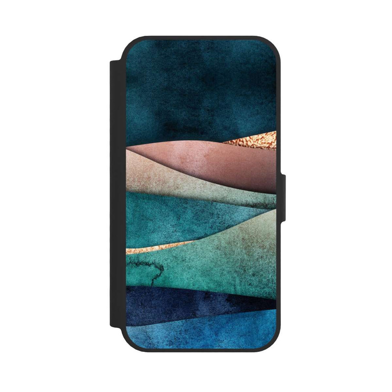 iPhone 16e NIVOflip Blau-Goldene Wellen
