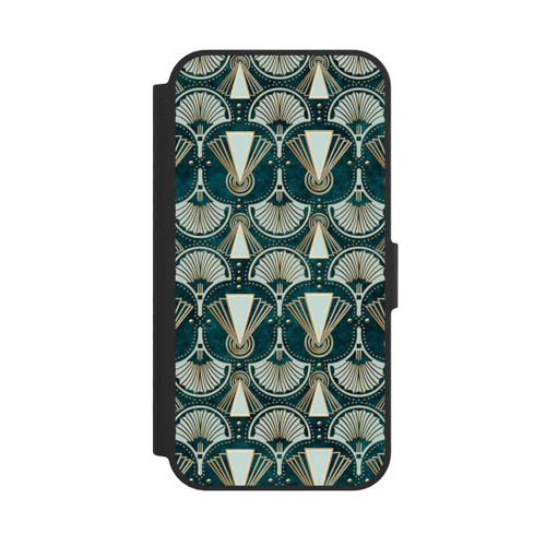 Apple iPhone 16e NIVOflip Art Deco Green Pattern