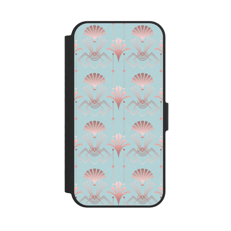 iPhone 16e NIVOflip Art Deco Rose Gold Elegance Blue