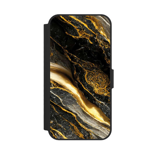 Apple iPhone 16e NIVOflip Schwarze Marmor Goldschichten