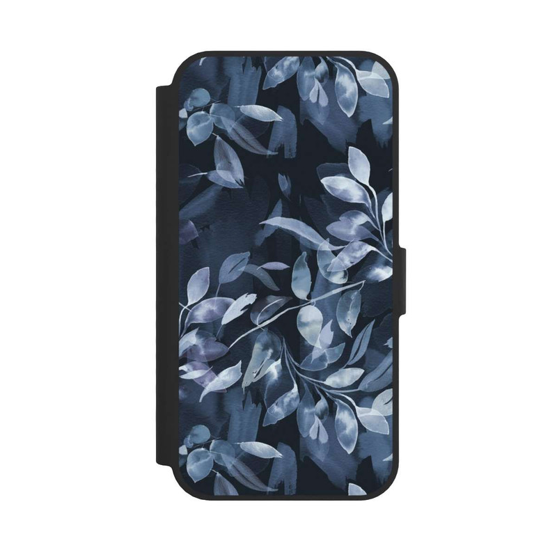 iPhone 16e NIVOflip Mystische Aquarellblätter marineblau