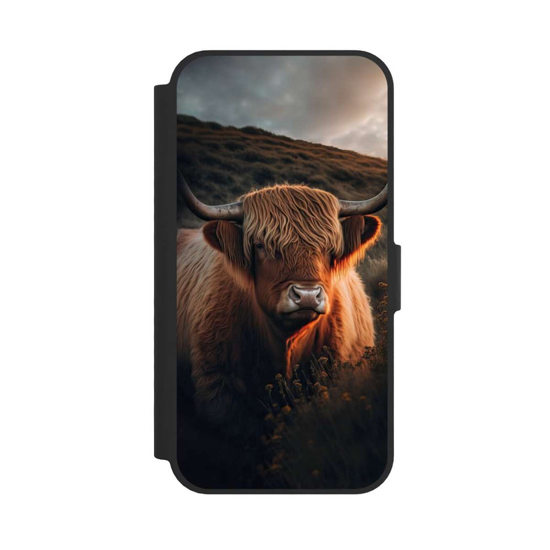iPhone 16e NIVOflip Vache Highland avec de grandes cornes avec IA