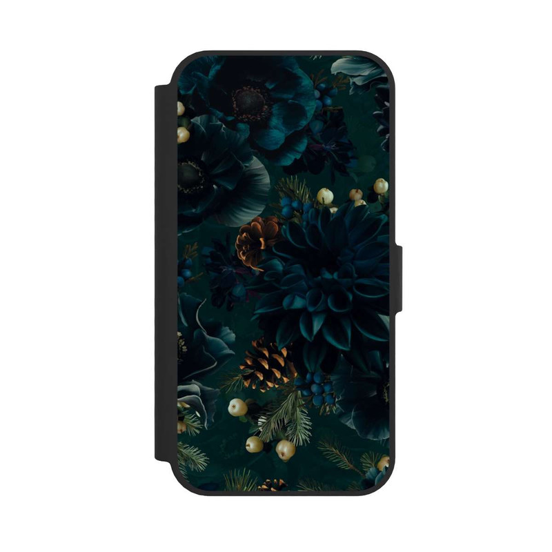 iPhone 16e NIVOflip Blumenmuster Grün und Blau
