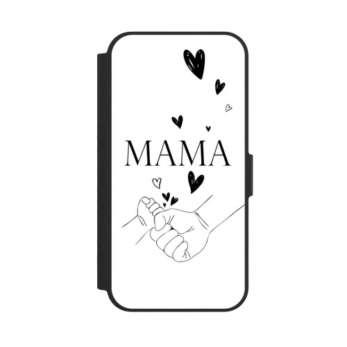 Apple iPhone 16e NIVOflip Muttertag Line Art Hände Schwarz Weiß