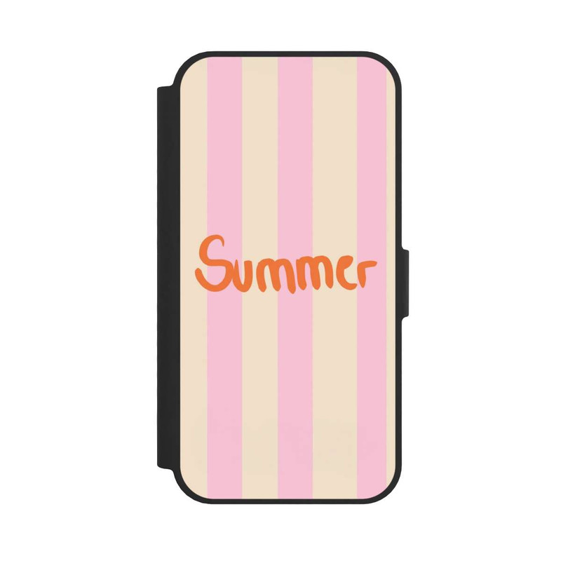 iPhone 16e NIVOflip Summer- Rosa und Orange Streifen Hintergrund