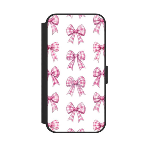 Apple iPhone 16e NIVOflip Pink Gingham Hearts and Bows with AI