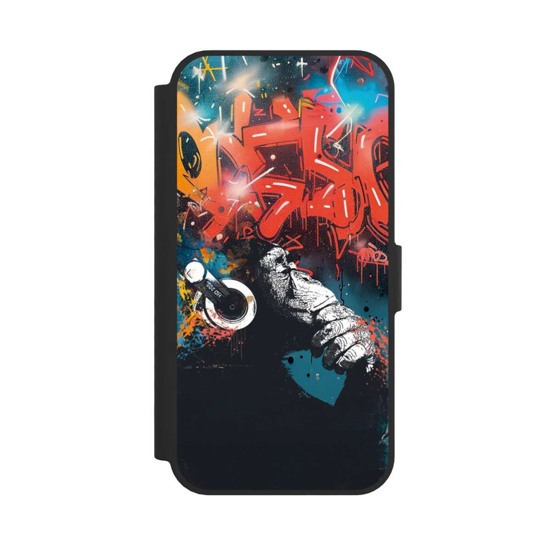 iPhone 16e NIVOflip Affe Stereo Kopfhörer Graffiti Street Art