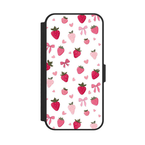 Apple iPhone 16e NIVOflip Erdbeer Herz Schleifen Muster Pink