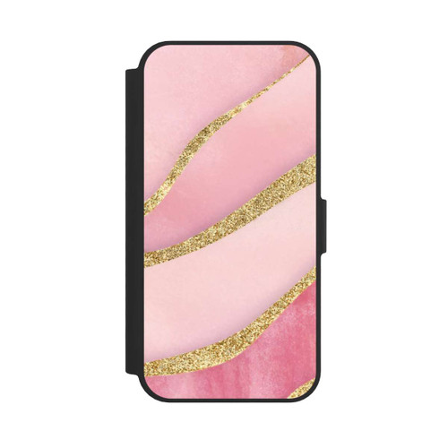Apple iPhone 16e NIVOflip Pink Marble Goldprint Stripes