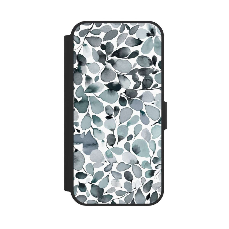 iPhone 16e NIVOflip Eukalyptus Aquarell Blätter Grau