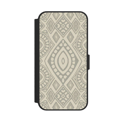 Apple iPhone 16e NIVOflip Boho Geometric Mosaic Pattern Neutral Grey and Beige