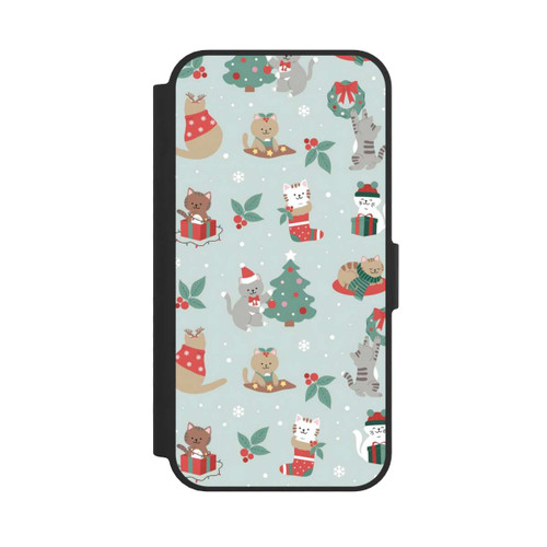 Apple iPhone 16e NIVOflip Cute Winter Wonderland Christmas Festive Cats on Teal