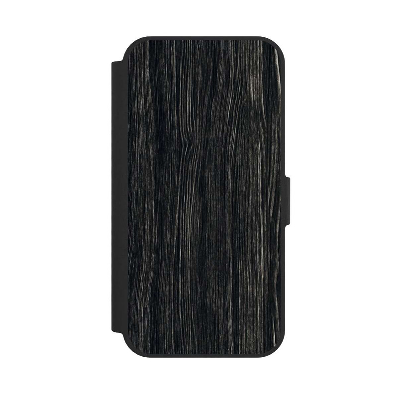 iPhone 16e NIVOflip Dunkle Holzstruktur