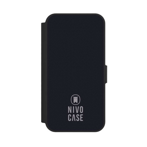 Apple iPhone 16e NIVOflip Nivocase Logo Schwarz Grau