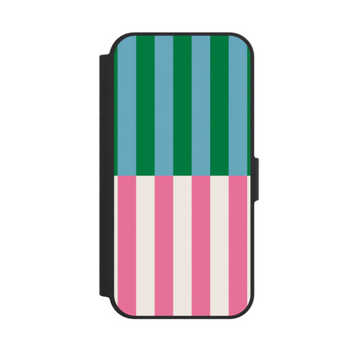 Apple iPhone 16e NIVOflip Streifenmuster Grün Rosa