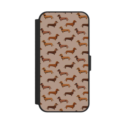 Apple iPhone 16e NIVOflip Dackel Muster Braun
