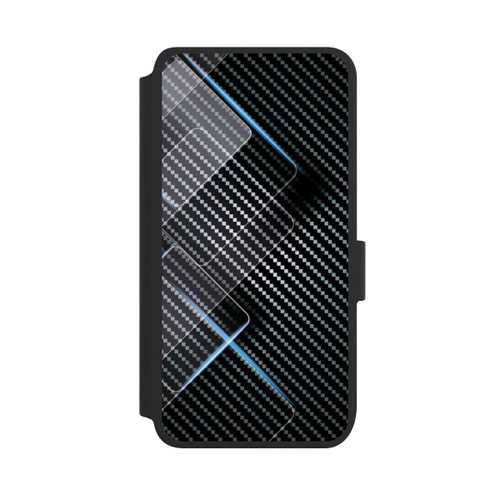 Samsung Galaxy S25 NIVOflip Blaue Linien auf Karbon