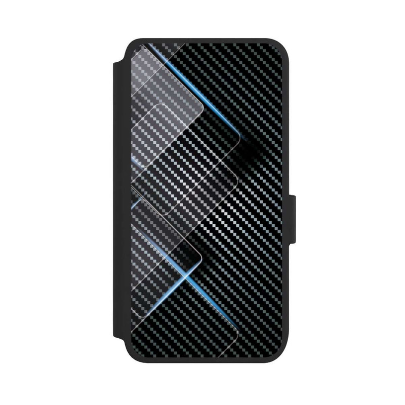 Galaxy S25 NIVOflip Blaue Linien auf Karbon