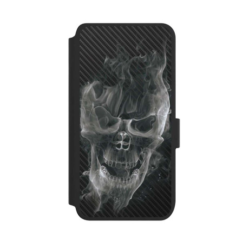 Samsung Galaxy S25 NIVOflip rauchender Totenkopf Carbon